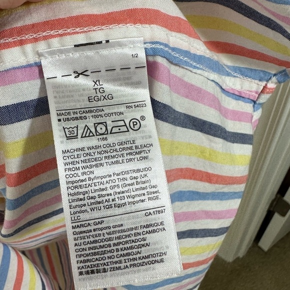 Gap button down stripe 100% cotton bright poplin shirt size L - Picture 4 of 7
